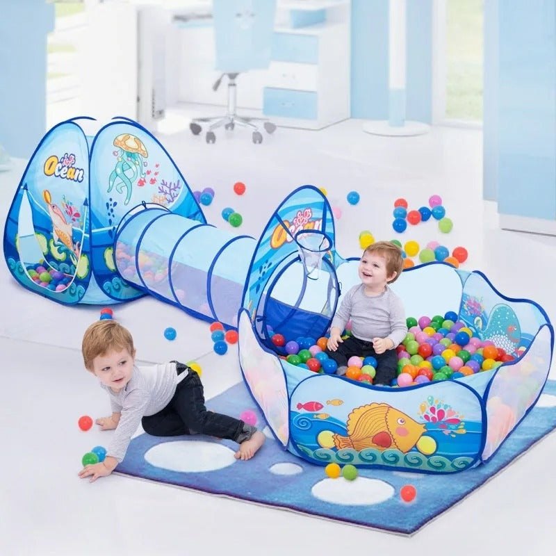 Fun Kids Play Tent with Ball Pit and Tunnel - Halri