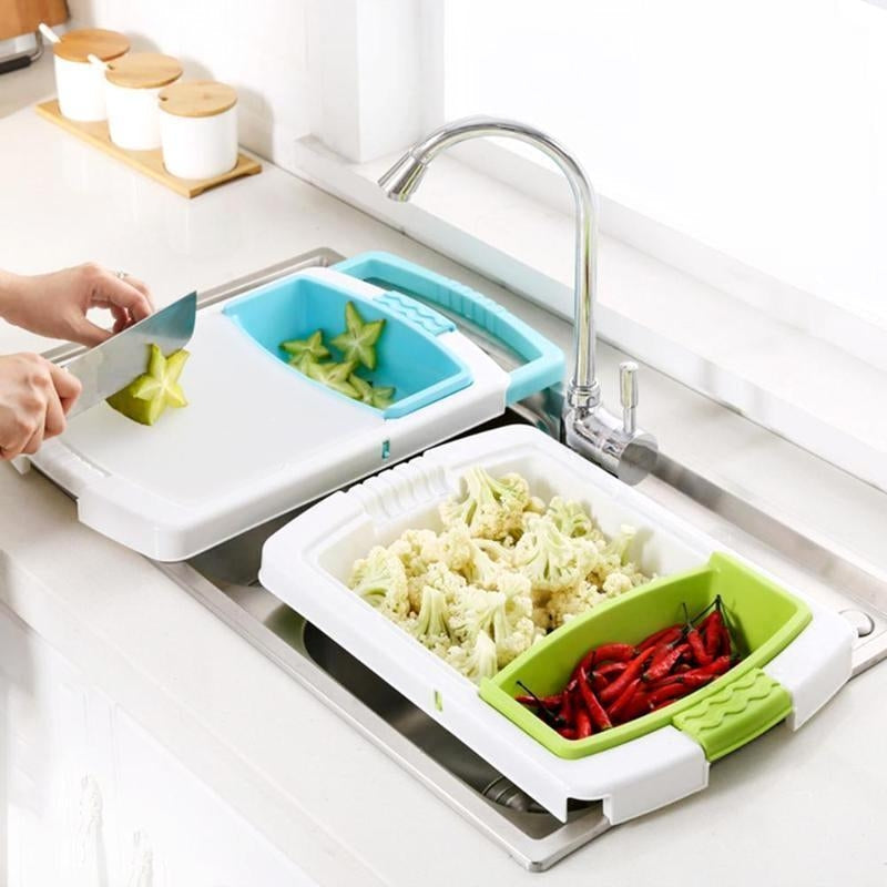 Space Saving Kitchen Cutting Board with Built-in Tray - Halri