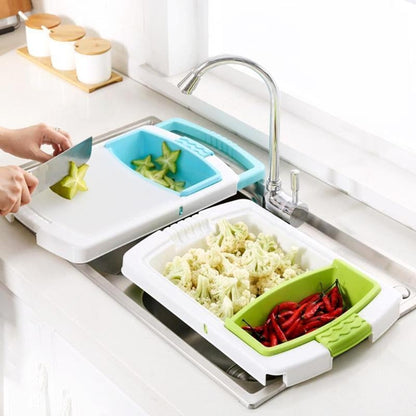 Space Saving Kitchen Cutting Board with Built-in Tray - Halri