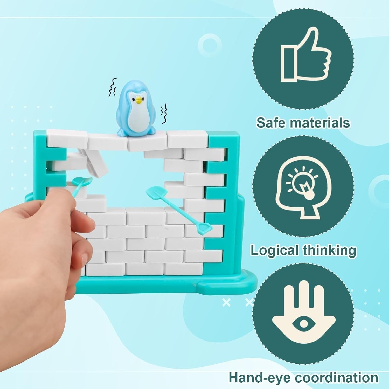 3PCS Penguin Trap Game with Fun and Safe Play Builds Logic, Hand-Eye Coordination, Easy Assembly for Kids Ages 3+