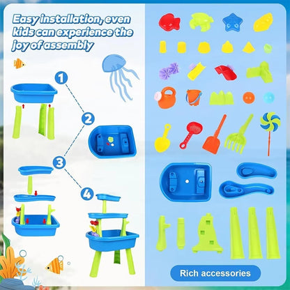 3 - Tier Outdoor Water Play Table with Accessories for Kids Summer Beach Backyard Garden Sensory Toy Set for Boys & Girls Ages 3+