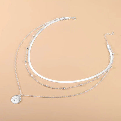 Luxurious 3 Layer Silver Chain Necklace