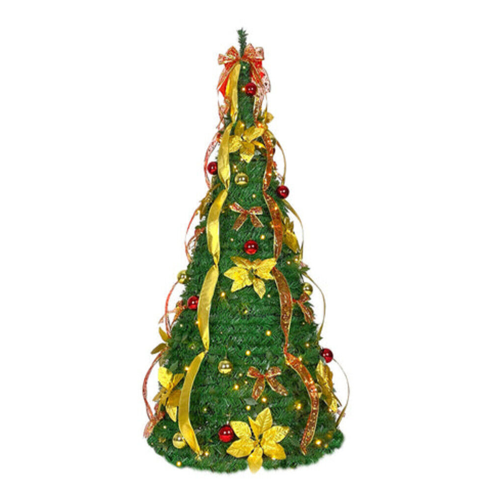 Easy Set Up Folding Pre Lit Christmas Tree 6FT - Halri
