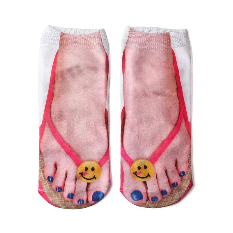 Fun Nail Pattern Crew Socks