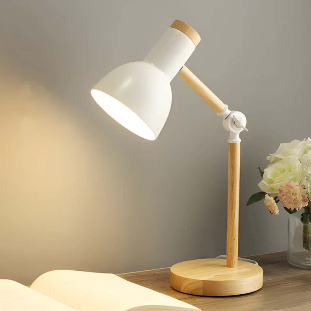 Modern Wooden Desk Lamp with Adjustable Arm