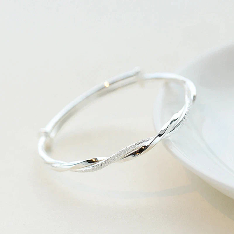 Classic Woven Silver Bangle | Simple Braided Style