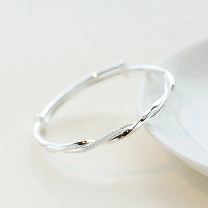 Classic Woven Silver Bangle | Simple Braided Style