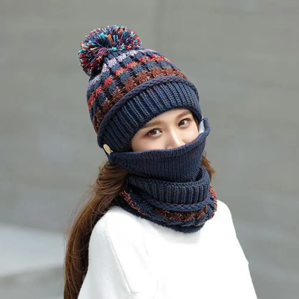 Warm Knit Beanie Scarf Set with Soft Lining - Halri