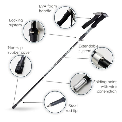 Compact Folding Trekking Walking Stick
