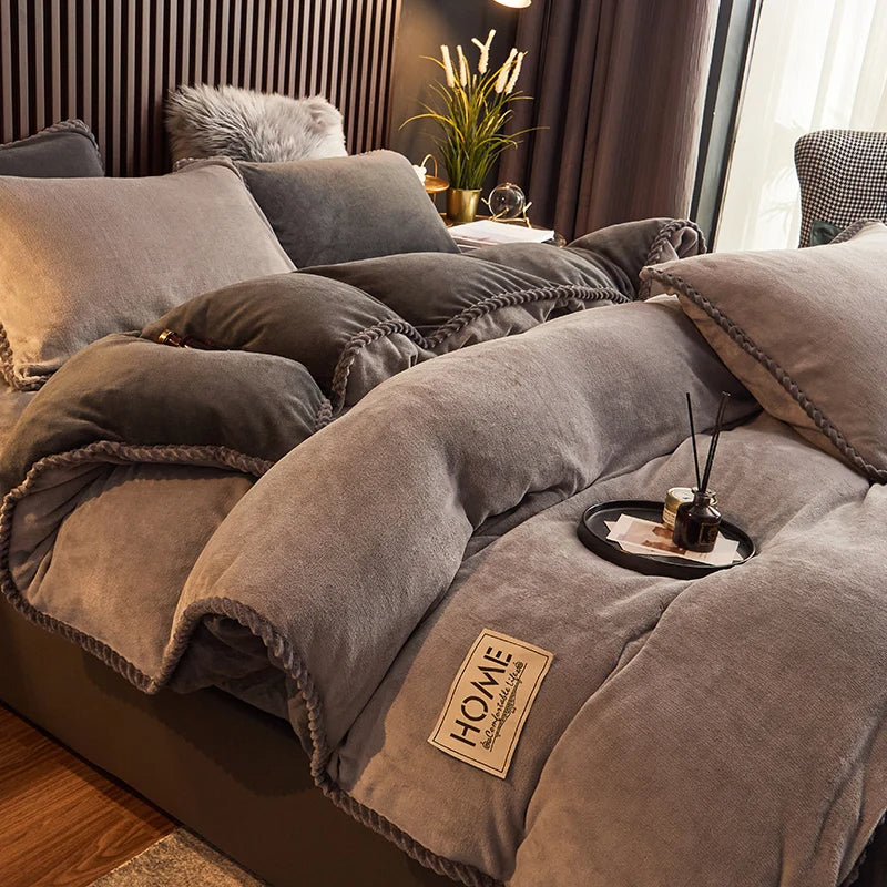 Soft Velvet Fleece Duvet Cover Set