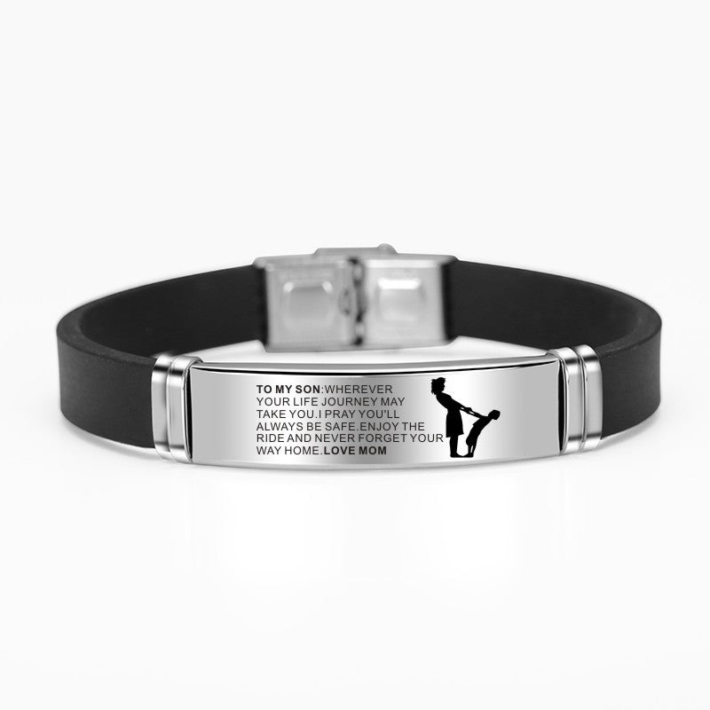 Motivational Son Engraved Leather Bracelet