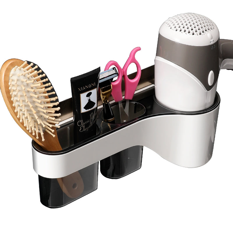 Space-Saving Bathroom Shelf with Hair Dryer Holder