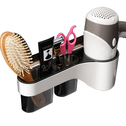 Space-Saving Bathroom Shelf with Hair Dryer Holder