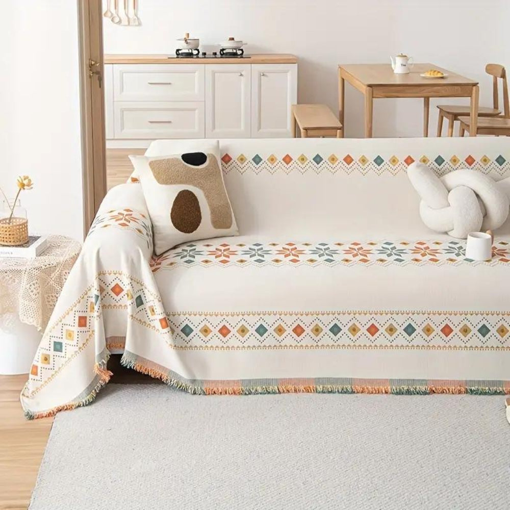 Stylish Sofa Slipcover with Tassels and Grip Bottom