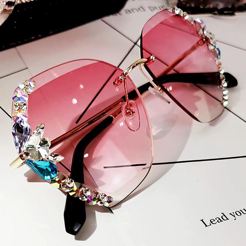 Classic Elegant Crystal Frameless Sunglasses - Halri