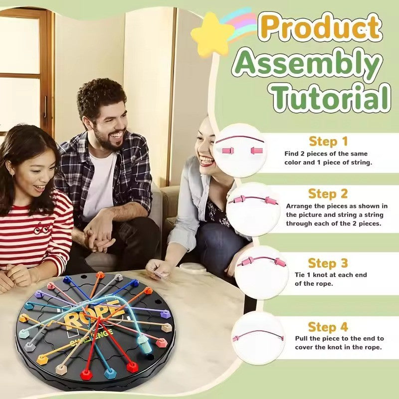 3 Levels Rope Knots Puzzle with Non-chemical Plastic, Various Modification, Safe for Ages 3+