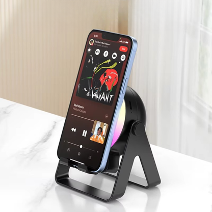Wireless Induction Bluetooth Speaker with Ambient Breathing Light – Multifunctional Rechargeable Phone Bracket & Atmosphere Lamp 2