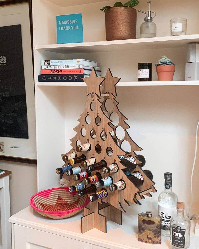 Holiday Countdown Tree - Reusable Wooden Wine Rack