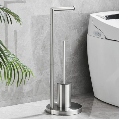 Standing Toilet Paper Roll Holder with Cleaning Brush