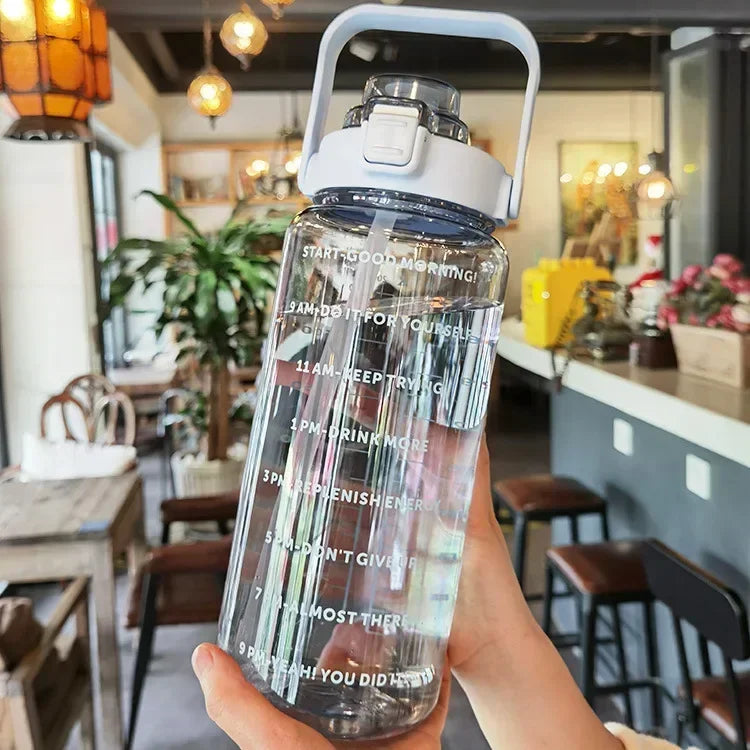 Insulated 2L Water Bottle with Straw and Measurement Marks
