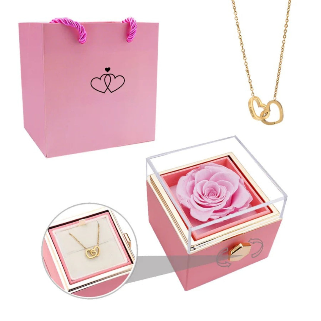 Eternal Rose Jewelry Box with Secret Necklace Inside