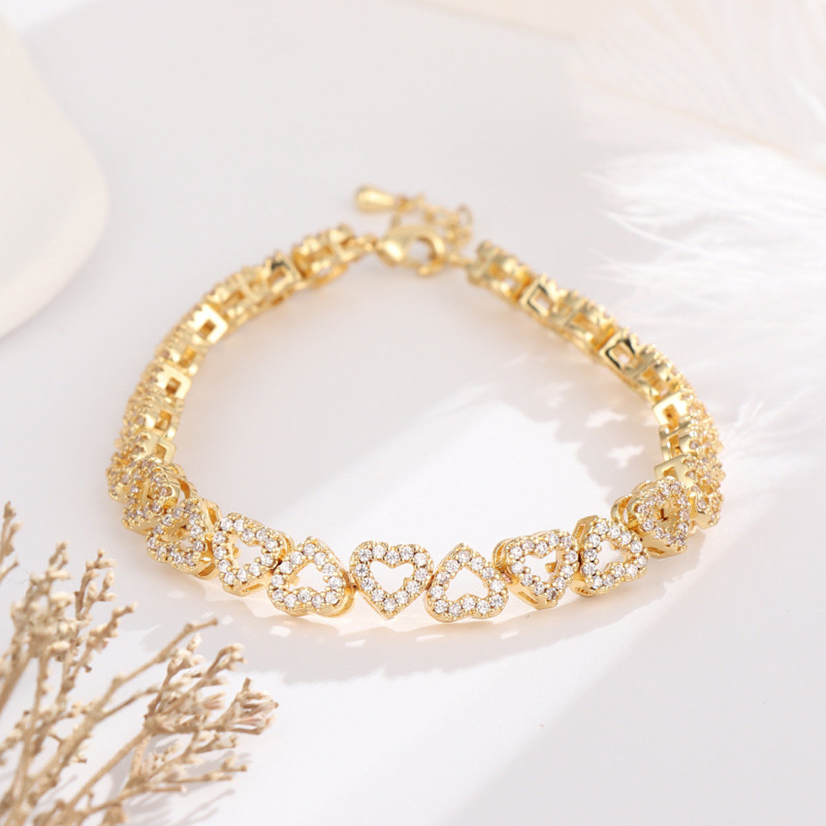 Romantic Heart Shaped Diamond Bracelet - Halri