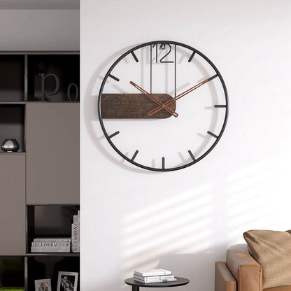 Contemporary Metal and Wood Wall Clock