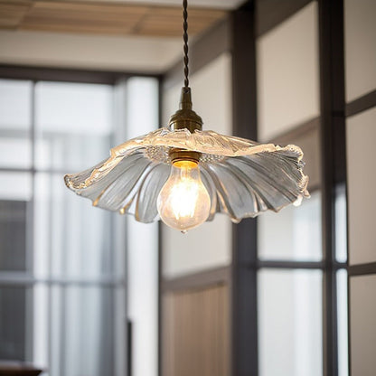 Retro Lotus Leaf Shape Glass Pendant Lamp