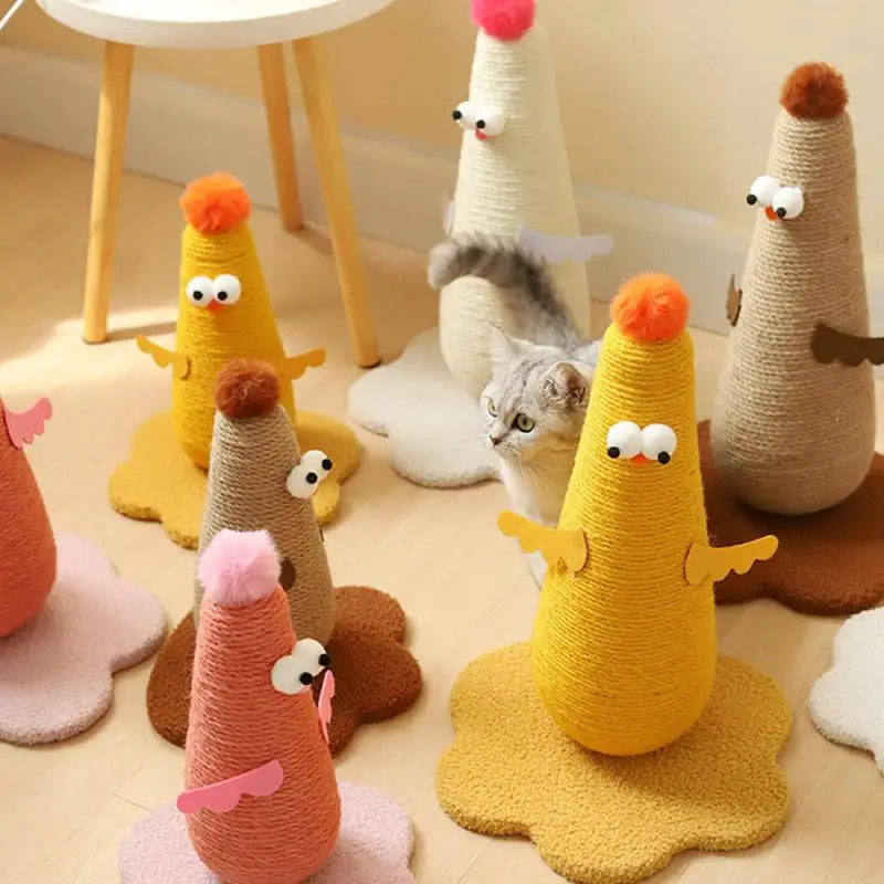 Fun Cat Scratcher with Colorful Chicken Theme