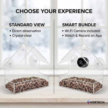 Clear Window Bird Feeder with Camera Mount