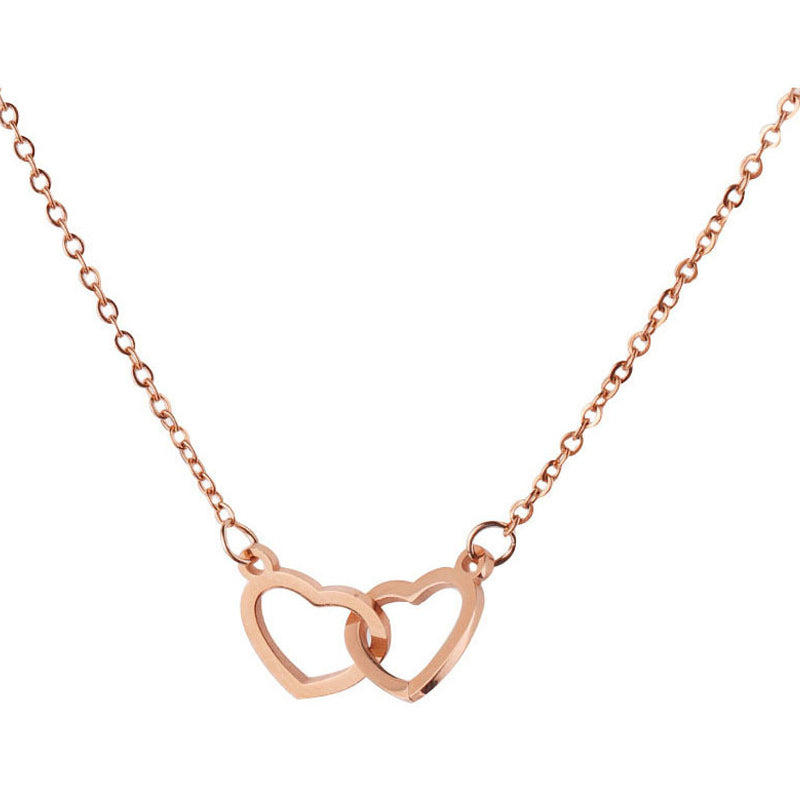 Lovely Double Heart Pendant Necklace Gift Set