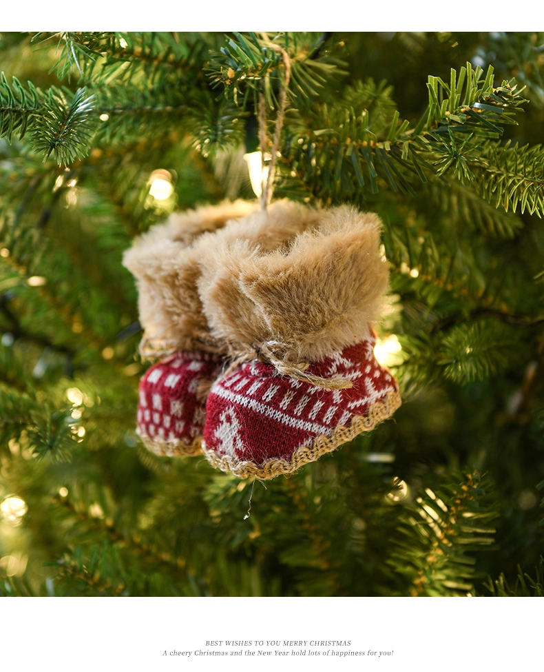 Mini Fabric Xmas Boot Tree Ornament