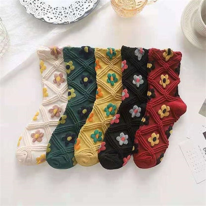 Classic Floral Pattern Ankle Socks 5 Pack