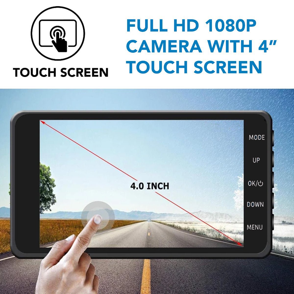 HD Car Dash Cam with Night Vision and Rear Camera