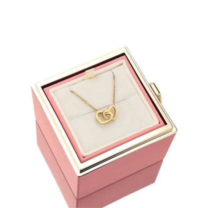 Eternal Rose Jewelry Box with Secret Necklace Inside