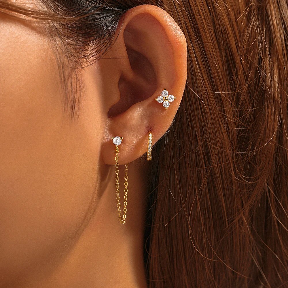 Delicate Flower Drop Earring Set of 3 - Halri