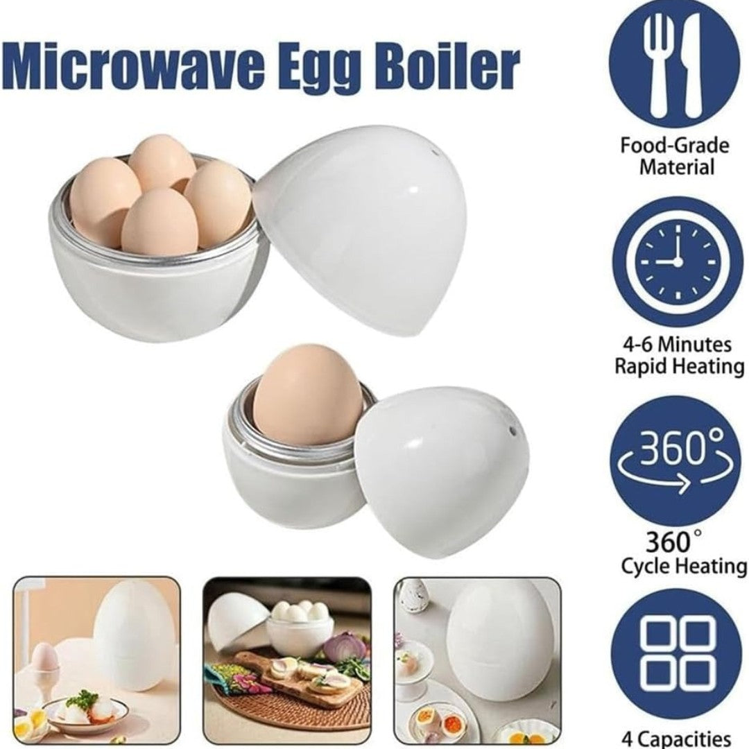 4-Egg Microwave Boiler – Quick Cooker for Perfect Soft or Hard Boiled Eggs & Built-in Easy Shell Remover