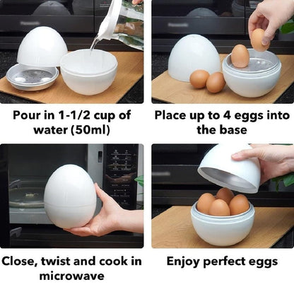 4-Egg Microwave Boiler – Quick Cooker for Perfect Soft or Hard Boiled Eggs & Built-in Easy Shell Remover