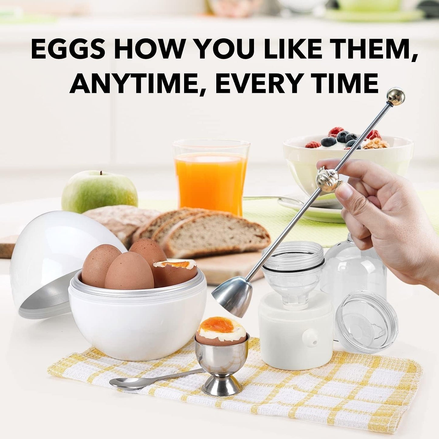 4-Egg Microwave Boiler – Quick Cooker for Perfect Soft or Hard Boiled Eggs & Built-in Easy Shell Remover