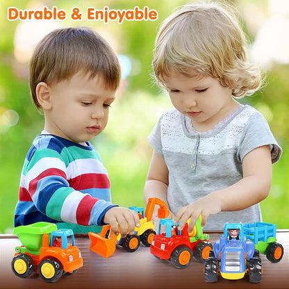 4-Pack Friction Vehicle Toys, No Batteries Required, Easy to Use, Cartoon Design, Compact Size, Safe for Ages 1+