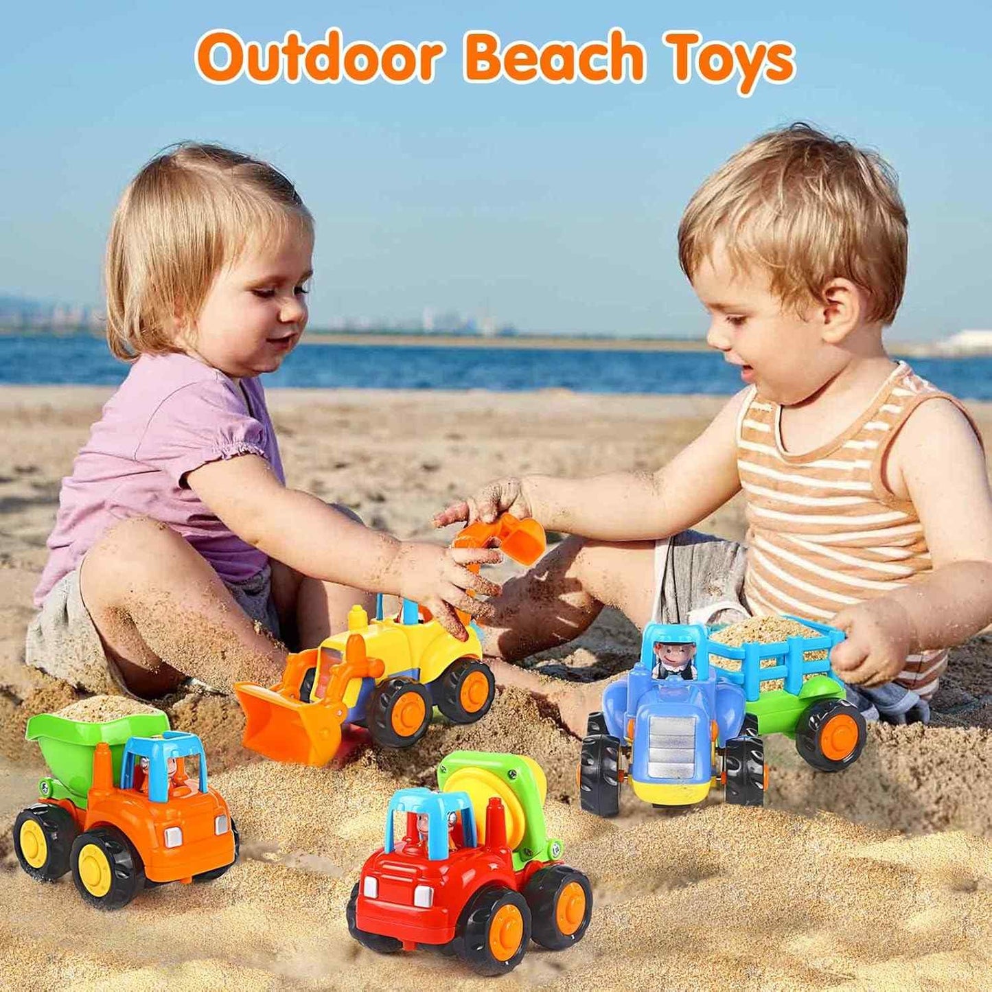 4-Pack Friction Vehicle Toys, No Batteries Required, Easy to Use, Cartoon Design, Compact Size, Safe for Ages 1+