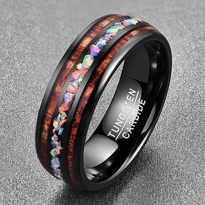 Unique Wooden Tungsten Wedding Ring