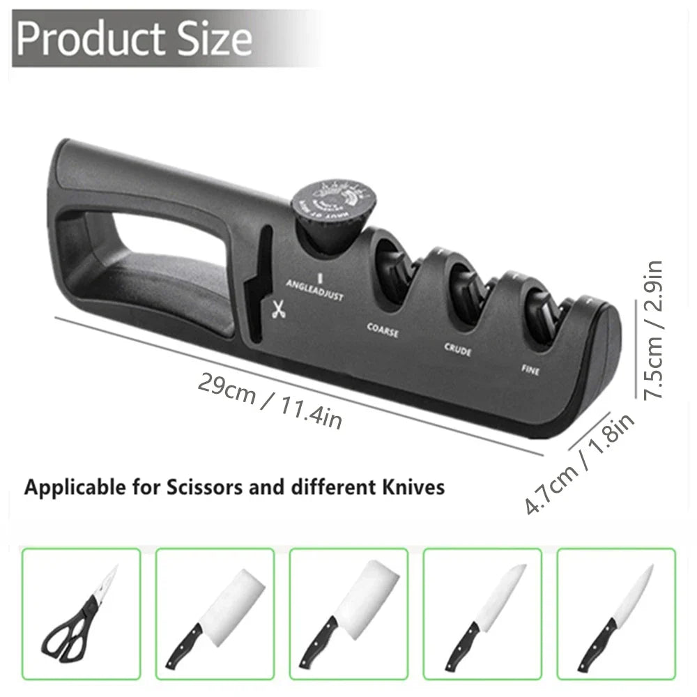 Compact 4-in-1 Sharpener for Knives and Scissors
