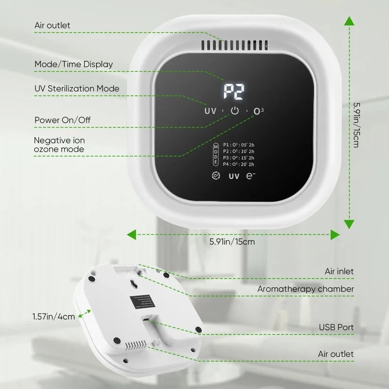 4-in-1 Air Purifier with Carbon and UV Filters for Home and Office, Aromatherapy Negative Ion