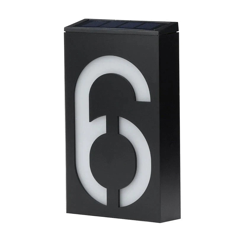 Solar Powered Outdoor House Number Sign