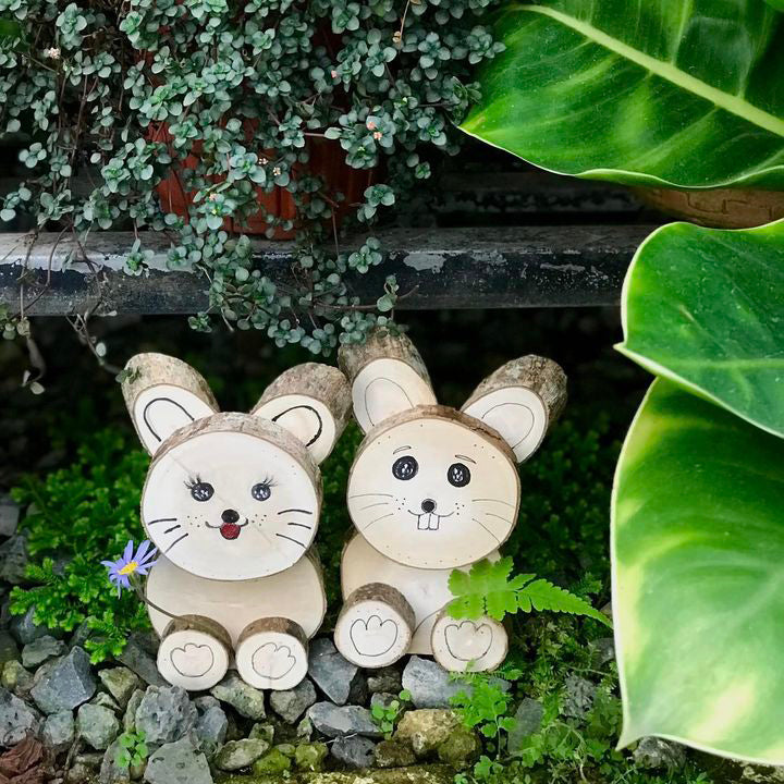 Wooden Rabbit And Cat Pets