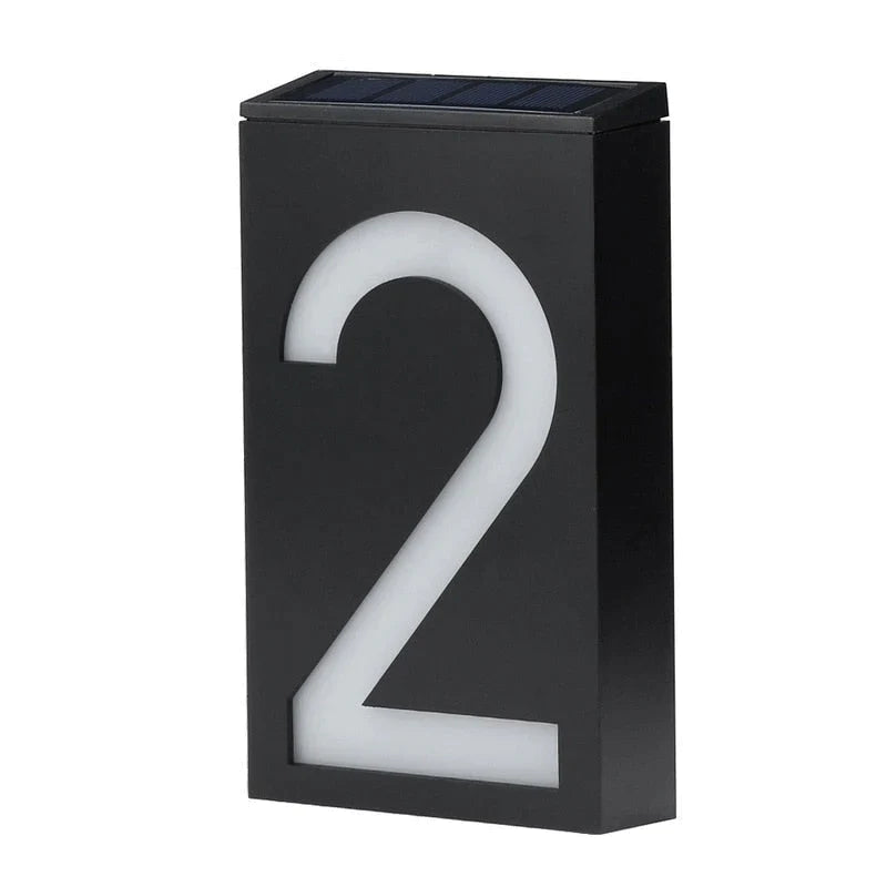 Solar Powered Outdoor House Number Sign