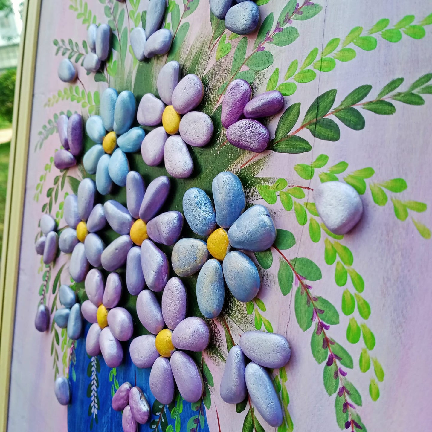 Flower Vase Painting Made Of Pebbles