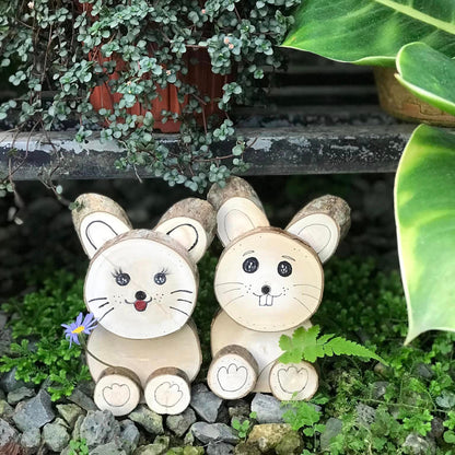 Wooden Rabbit And Cat Pets
