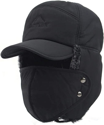 Warm Mens Snow Beanie Hat With Earflaps